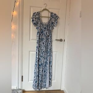 Floral Blue and White Maxi Dress